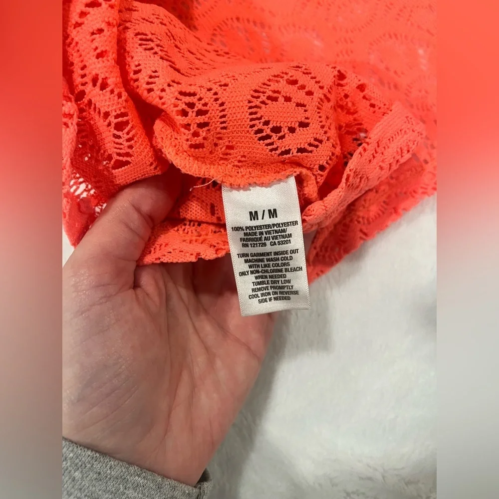 Aeropostale Neon Coral Pink Lace Crop Tank Top - Size Medium